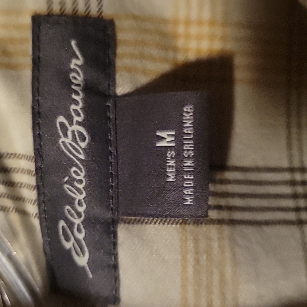 Eddie Bauer Tan Plaid Button-Down Shirt - Picture 2 of 3